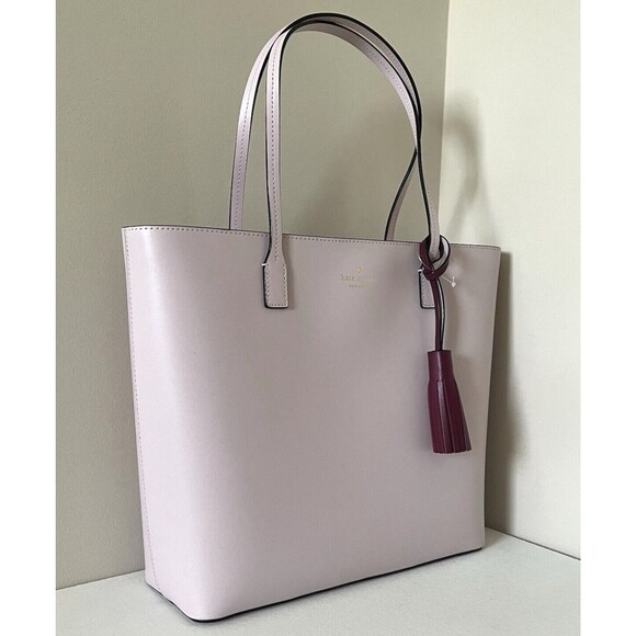 New Kate Spade Karla Wright Place Tote with tassel Plum Dawn / Rioja - Picture 2 of 6